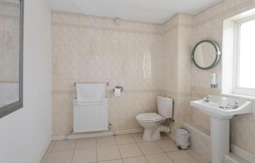 a bathroom with a toilet and a sink at The Riverside Hotel in Monmouth