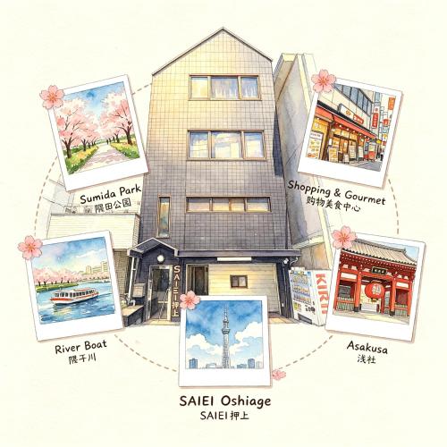 SAIEI HOTEL Skytree 晴空塔脚下 整栋8房型可住 押上步行4分钟