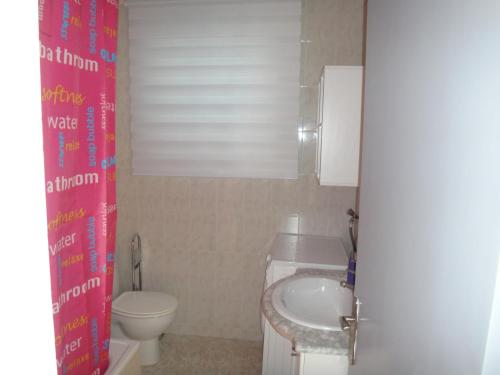 a small bathroom with a toilet and a sink at Torremar I in Torredembarra