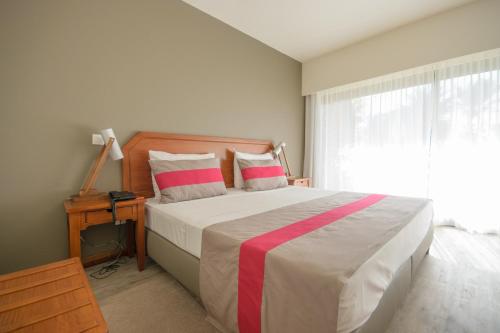 a bedroom with a large bed and a window at Oasis Belorizonte in Santa Maria