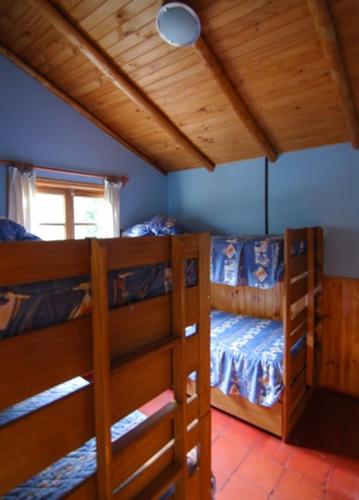 a room with two bunk beds and a window at Cabañas Parque Almendro in San José de Maipo