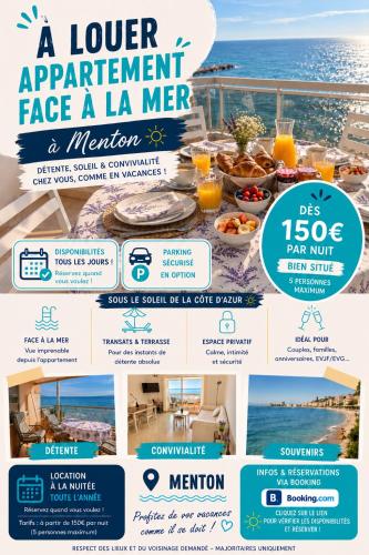 Résidence RIVA - Appartement d'exception en front de mer à Menton - Vue mer exceptionnelle - Grande terrasse