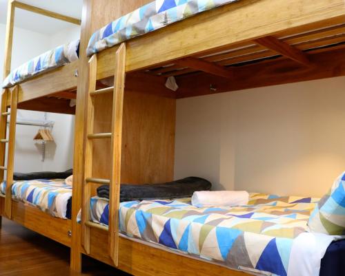 מיטה או מיטות קומותיים בחדר ב-Oxford Queenette Backpackers