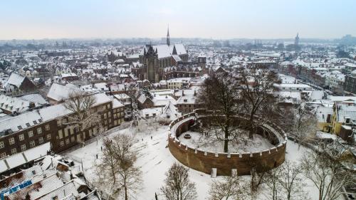 a view of a city in the snow at Golden Tulip Leiden Centre in Leiden