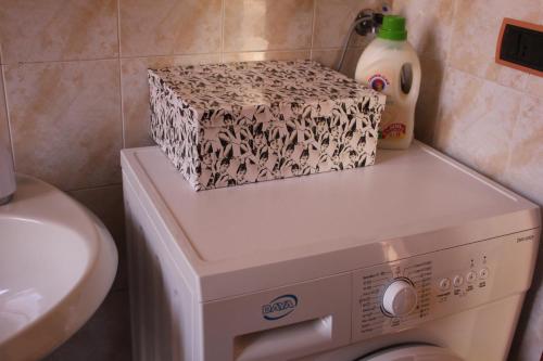 a box of tissues sitting on top of a washing machine at Bed & Breakfast Tiffany in Domodossola