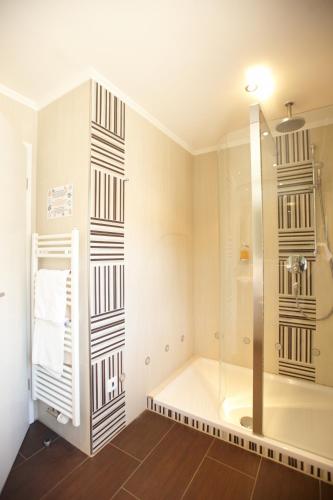 a bathroom with a shower and a shower stall at Château de Pourtalès in Strasbourg