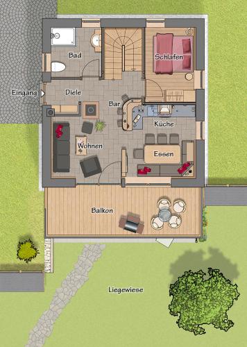 a floor plan of a house at Chalets Petry Spa & Relax in Bettel