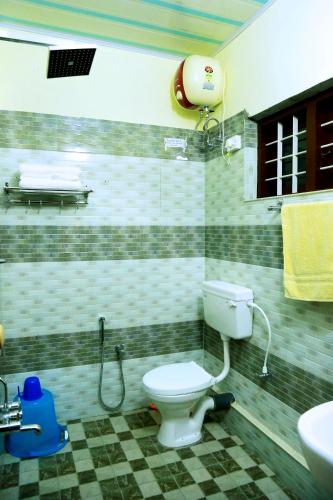 a bathroom with a toilet and a sink at Elroy Homestay in Kalpetta