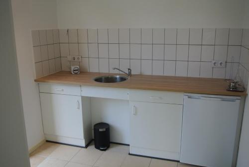 a kitchen with a sink and a counter at B&B de Noordenberg in Holten