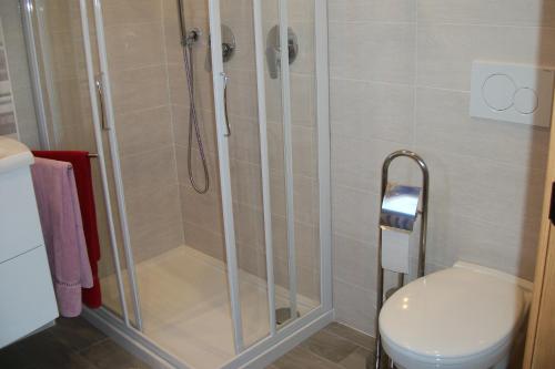 a shower in a bathroom with a toilet at B&B SouthItaly in Busto Arsizio