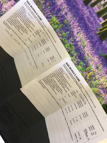 a book with a bunch of purple flowers at Morra's Home in Naples
