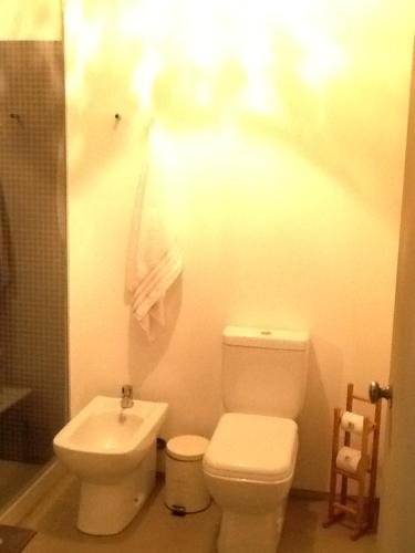 a bathroom with a toilet and a sink at Las Glicinas Boutique Apartments in Colonia del Sacramento