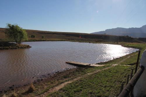 a river with a dock in the middle of it at Intaba Lodge in Elliot
