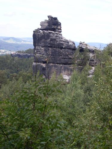 a rock formation on the top of a mountain at Ferienwohnung Bayer in Kurort Gohrisch