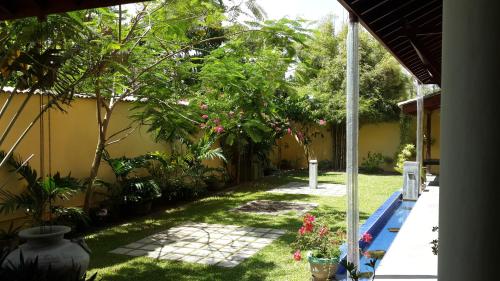 a garden with plants and flowers in a yard at IMAGINE Villa Hotel in Mirissa
