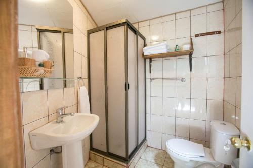 uma casa de banho com um WC e um lavatório em Bosque Vivo em Recinto