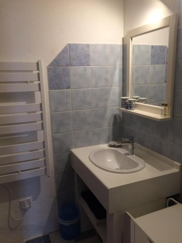 a bathroom with a sink and a mirror at 36 M2 between Presqu'île and university in Lyon