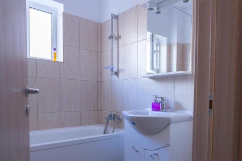 Koupelna v ubytování Garsoniere Dinu