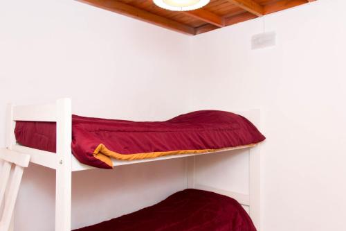 two bunk beds in a room with a ceiling at Cabañas El Racó del Bosc in Mar del Plata