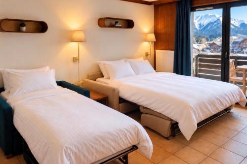 Nice flat with balcony view Mont Blanc Parking