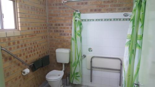 a bathroom with a toilet and a sink at Tiaro Motor Inn in Tiaro