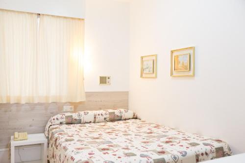 a bedroom with a bed and a window at Rey Fernando in Santiago de Compostela