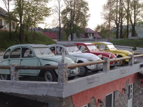 a group of cars parked in a parking lot at Private accommodation Lidija Rakočević in Kolašin