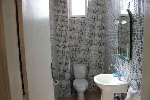 a small bathroom with a toilet and a sink at Appart'hotel Dior Lamane in Azilal