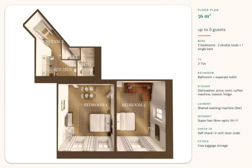 New city apartment, 2 bedrooms, 5 guests - T22
