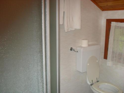 uma casa de banho com um WC com um rolo de papel higiénico em Albergo La Genzianella em Bellagio