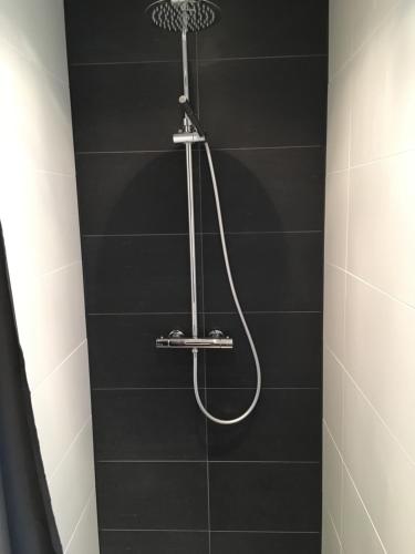 eine Dusche mit Duschkopf im Bad in der Unterkunft Bridge Inn in Amsterdam
