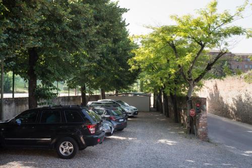a car parked on the side of a road next to a tree at Hotel Athena in Siena