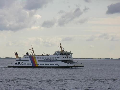 a cruise ship in the water on the ocean at Hotel Goos in Jübek