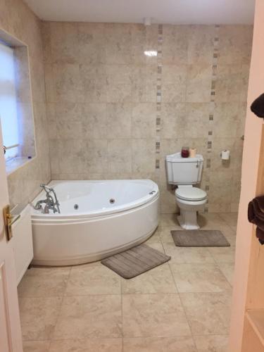 bagno con vasca e servizi igienici di Blakehill House a Cong