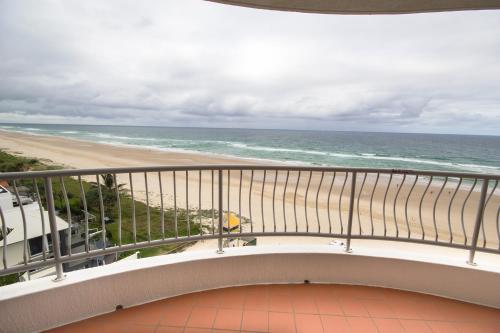 a balcony with a view of the beach at Albatross North Apartments in Gold Coast