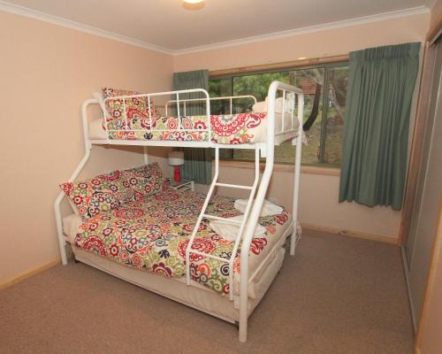 a bedroom with two bunk beds and a window at Serene Vista Halls Gap in Halls Gap