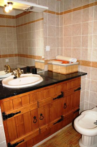 a bathroom with a sink and a toilet at Monte Azul - Casas de Campo do Junqueirinho in Bicos