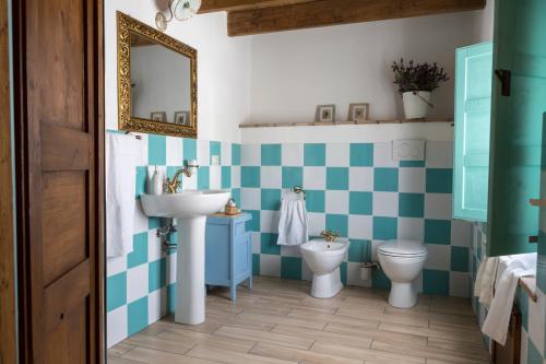 a bathroom with a sink and a toilet at Cortis Antigas in Gesturi