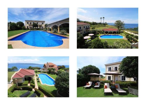 a collage of four pictures of a house and a swimming pool at Star View Boutique Resort in Dumaguete