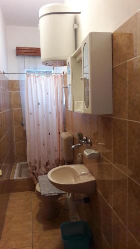 布羅達里卡的住宿－Apartments Nina Juric，一间带水槽、卫生间和镜子的浴室