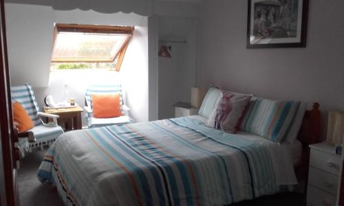a bedroom with a bed and a chair and a window at Twin Oaks Bed & Breakfast in Kilkenny