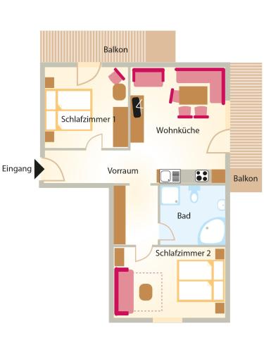 a floor plan of a house withium at Appartements Olympia in Mayrhofen