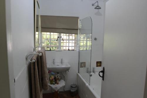a bathroom with a sink and a mirror at Woodcroft in Lidgetton