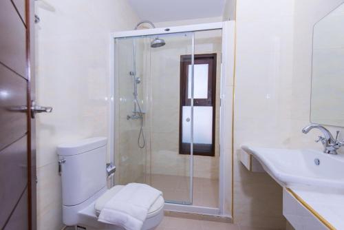 夜功府班塔莱西克里姆度假酒店的带淋浴、马桶和水槽的浴室