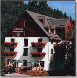 a large white building with flowers in front of it at Landhotel Osterlamm in Grünhain