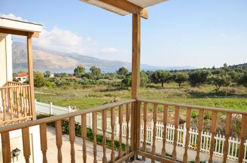 a view from the balcony of a house at Ermolaos Hillside Villas in Lixouri