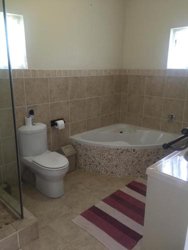 un baño con inodoro y bañera en Hawley House, en Underberg