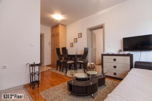 TV a/nebo společenská místnost v ubytování Šišarka Apartmani Zlatibor