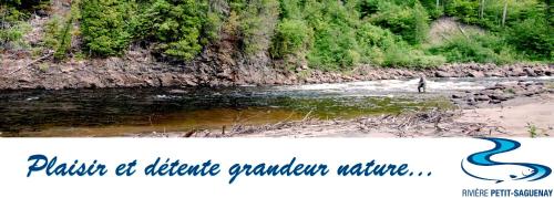 a picture of a river with a person standing in the water at Rivière Petit Saguenay in Petit-Saguenay
