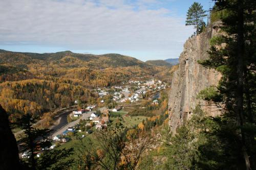 a view of a town from a mountain at Rivière Petit Saguenay in Petit-Saguenay